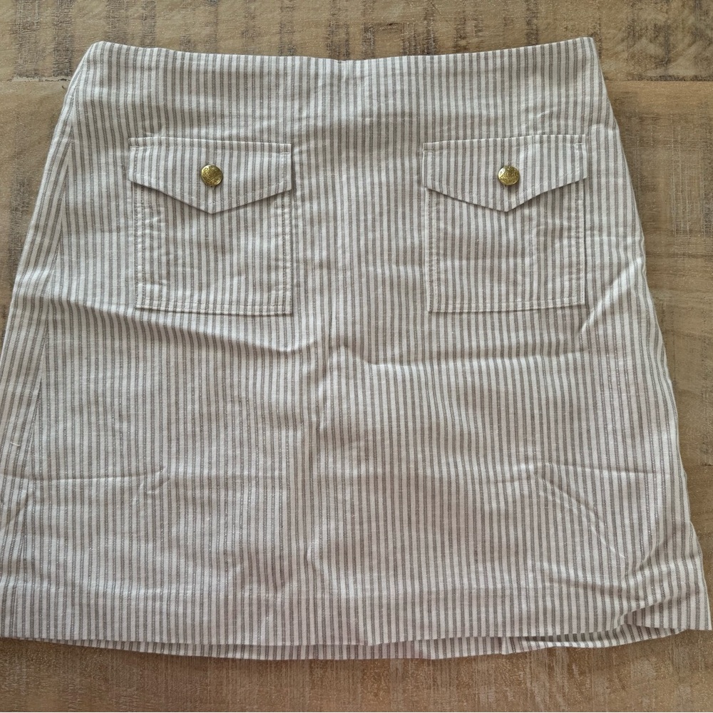 J. Crew Beige Striped Mini Skirt NWT